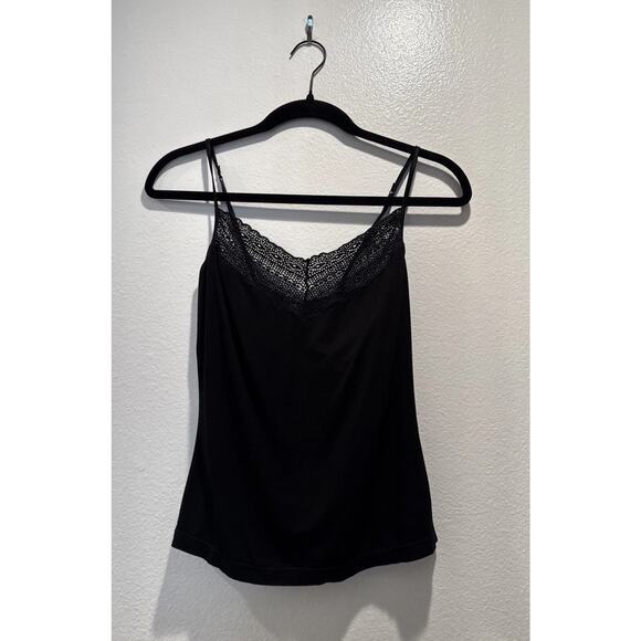 Cosabella Black Lace Trim Tank Top Women’s Size Large Spaghetti Straps Shelf Bra - Picture 1 of 6